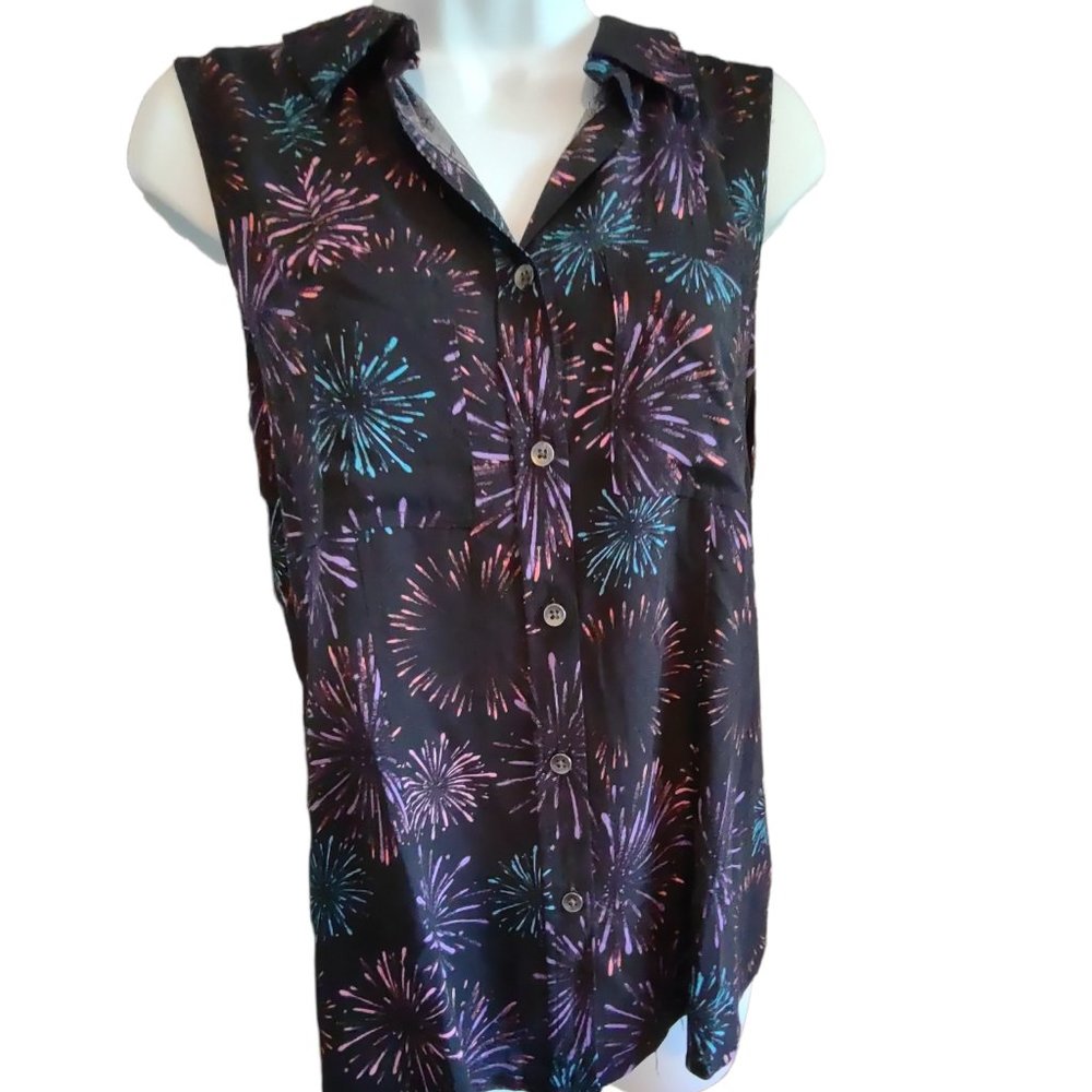Rock & Republic Fireworks Print Sleeveless Top Size S